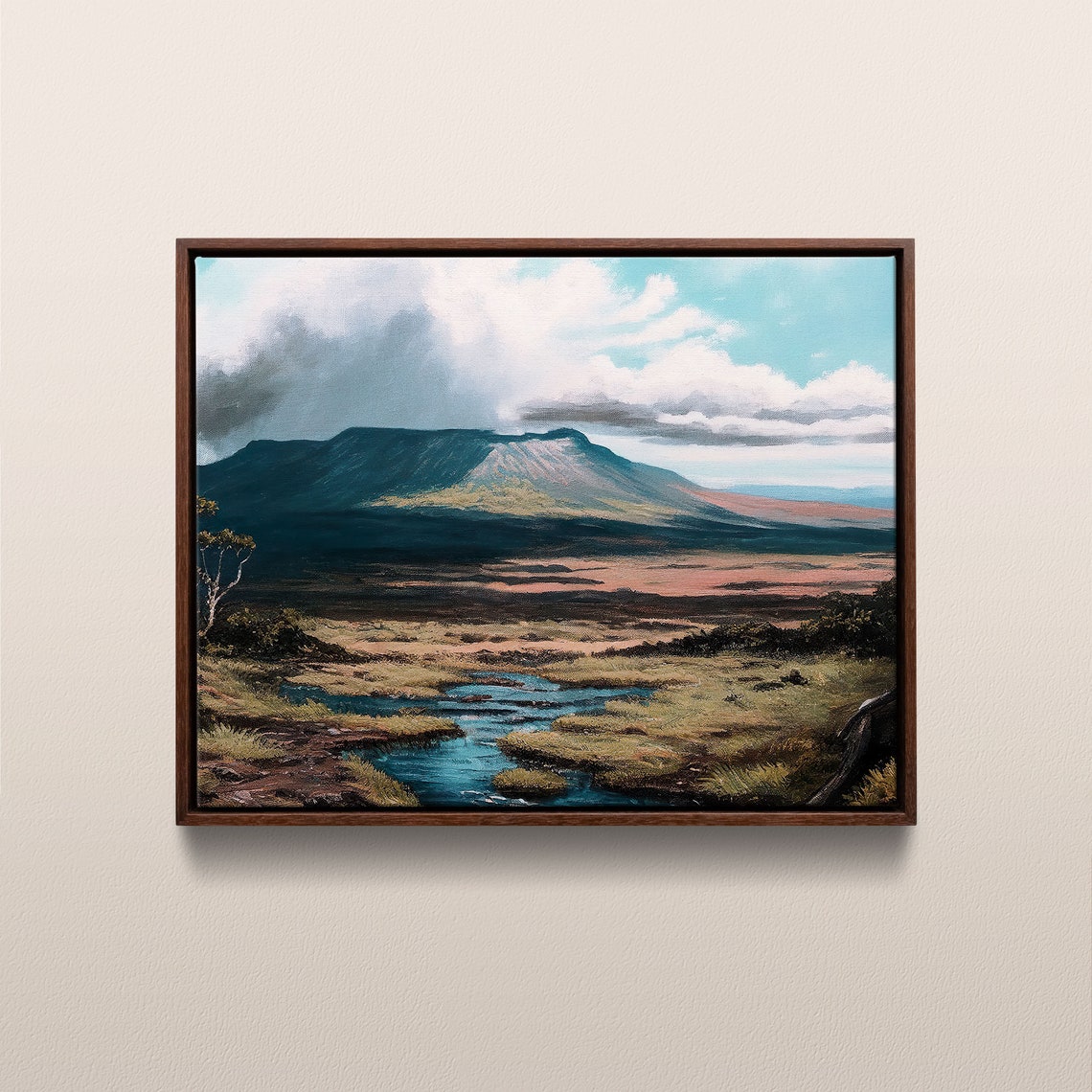 Hawaii Volcanoes National Park Vintage Oil Painting