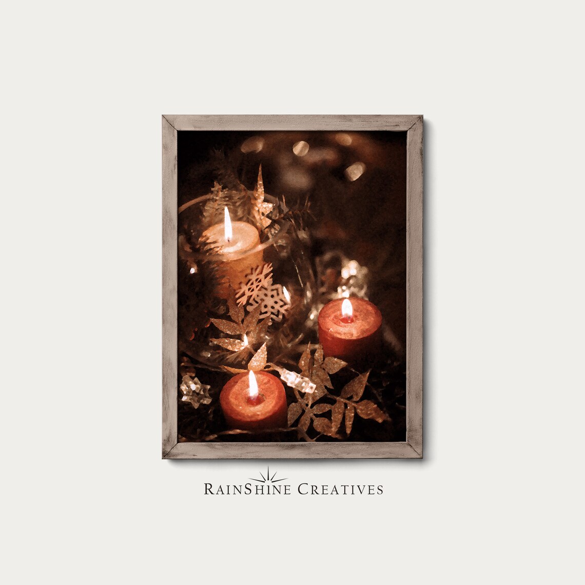 Christmas Candles and Decorations Painting, Christmas Decor