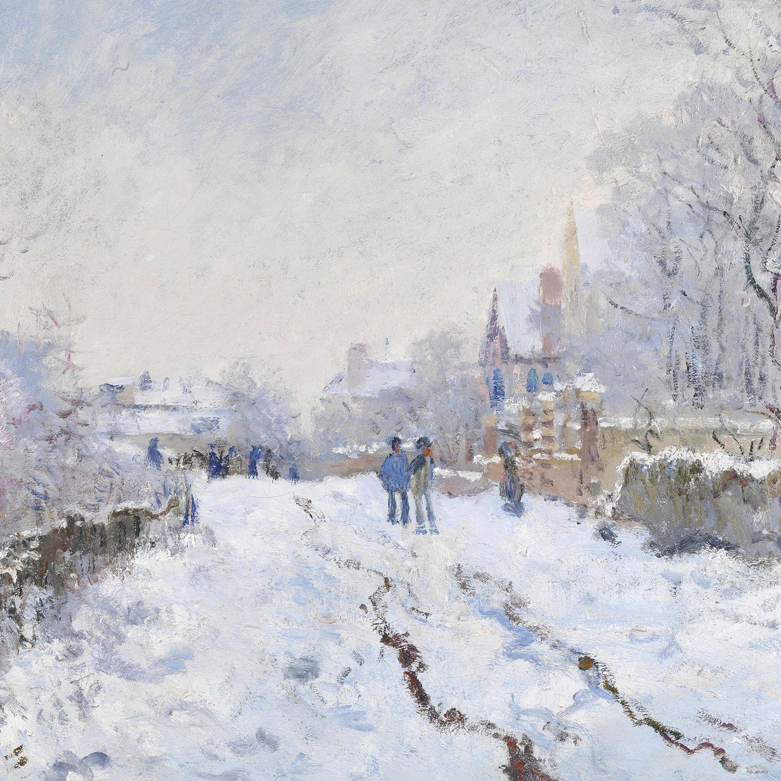 Snow At Argenteuil By Claude Monet Vintage 1870s Oil Painting Wall Art Winter Dcor Art 83 - Image 3