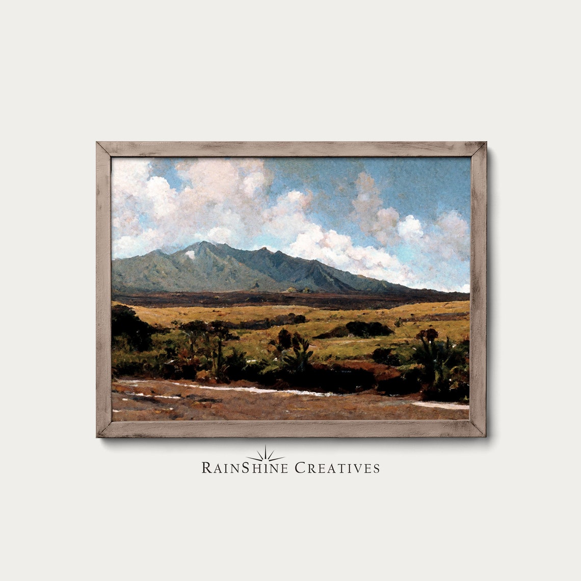 Haleakala National Park Hawaii Usa Vintage Landscape Oil Painting Warm Rustic Wall Art 60