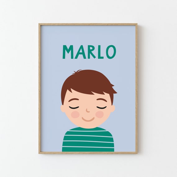Personalized Boy Portrait Illustration For Kids Room