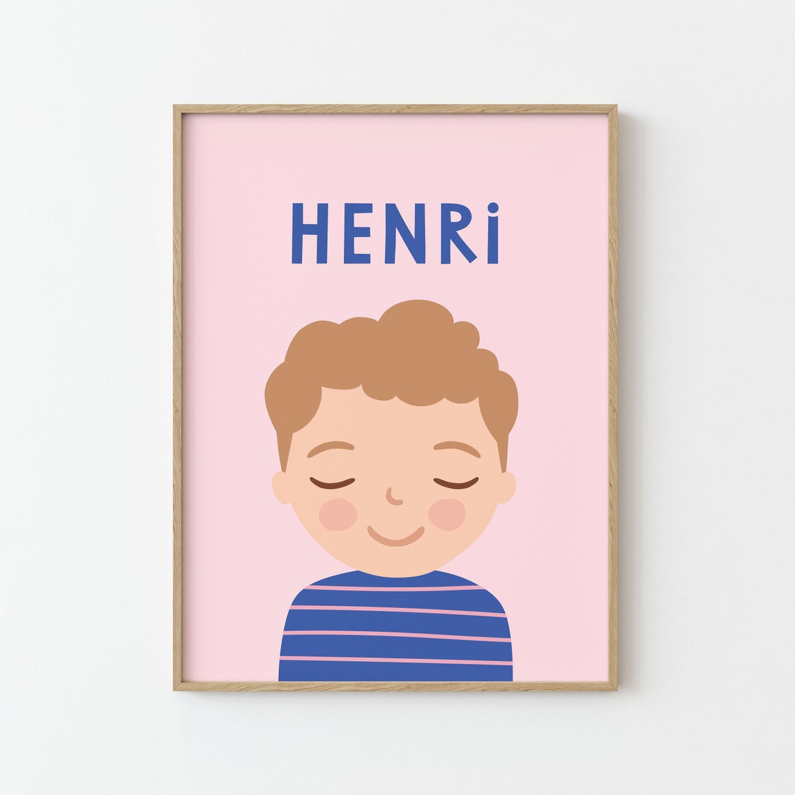 Personalized Name Marlo Smiling Boy Pink Kids Room Nursery Poster - Image 3