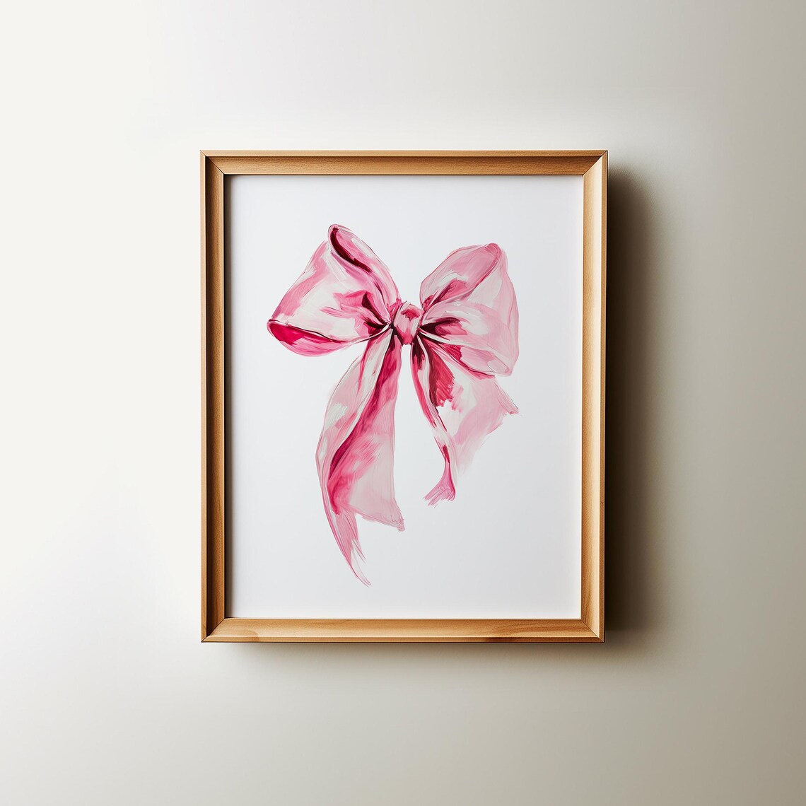 Pink Bow Watercolor Painting Balletcore Aesthetic Girls Room Poster