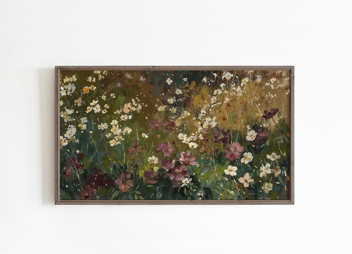 Moody Vintage Fall Flowers, Seasonal Art Print