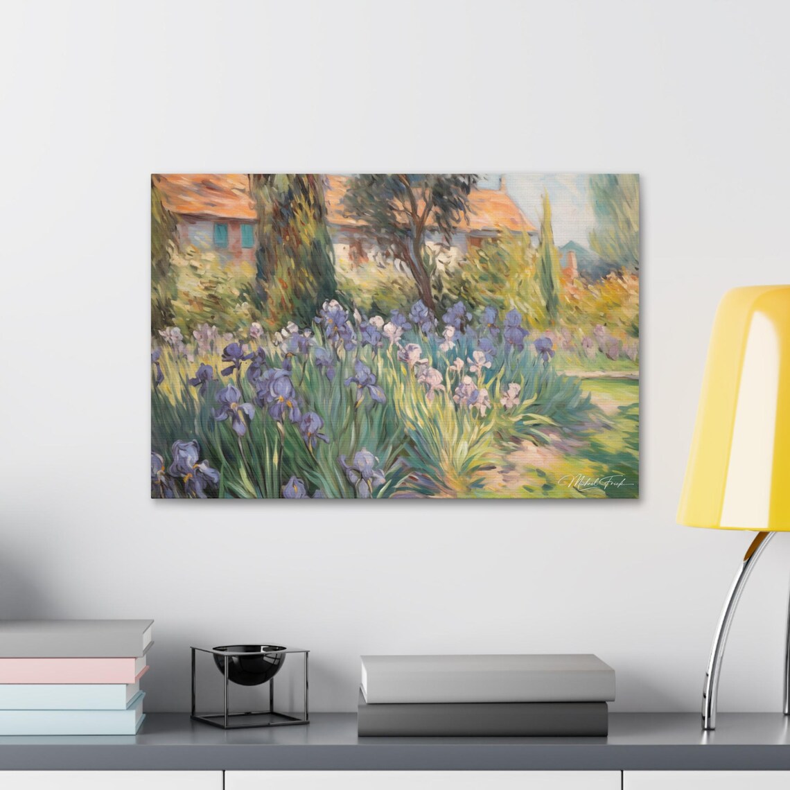 Purple Iris Garden Backyard Blossom Vintage Floral Art Poster