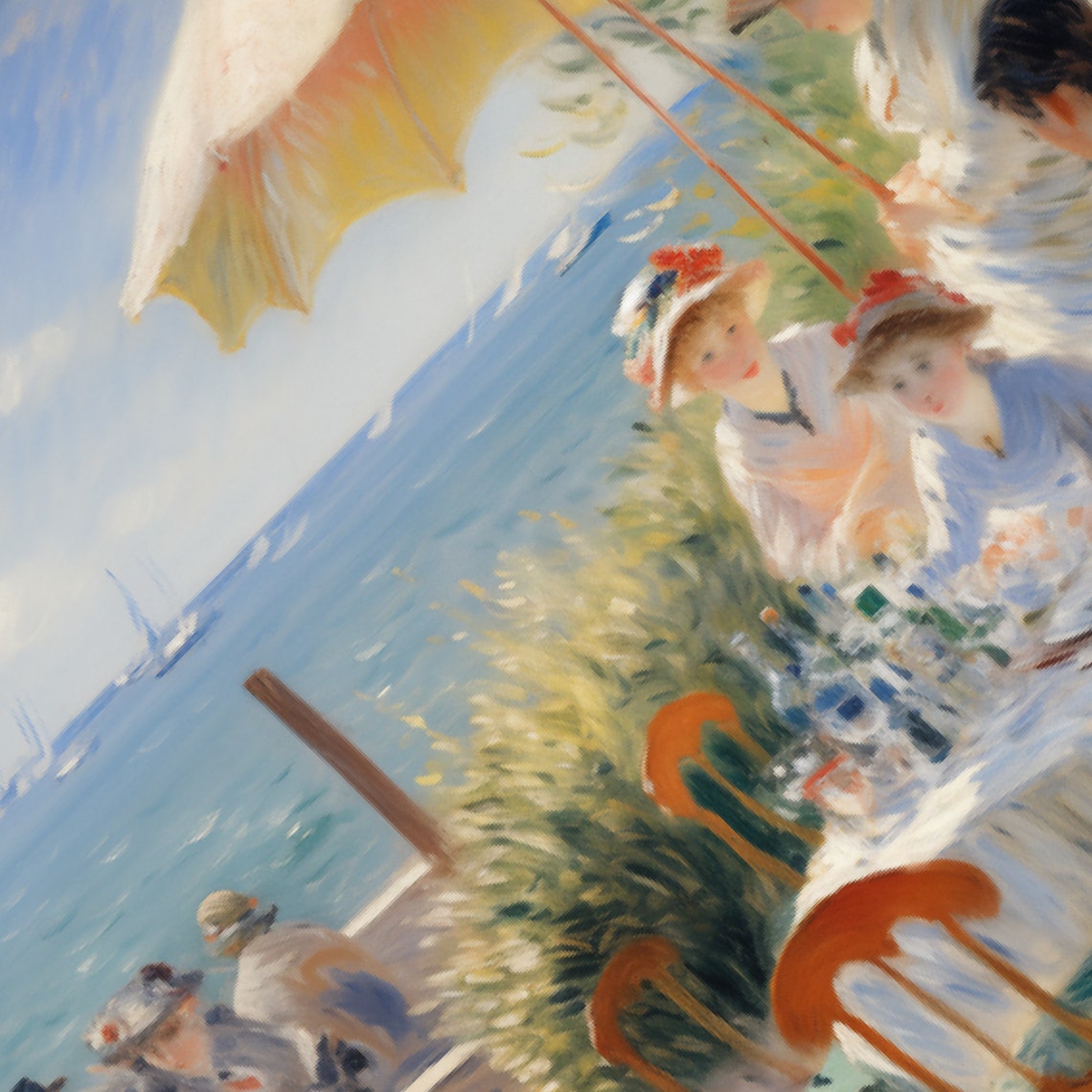 Seaside Cafe Terrace Overlooking Sailboats On The Water Poster - Image 3