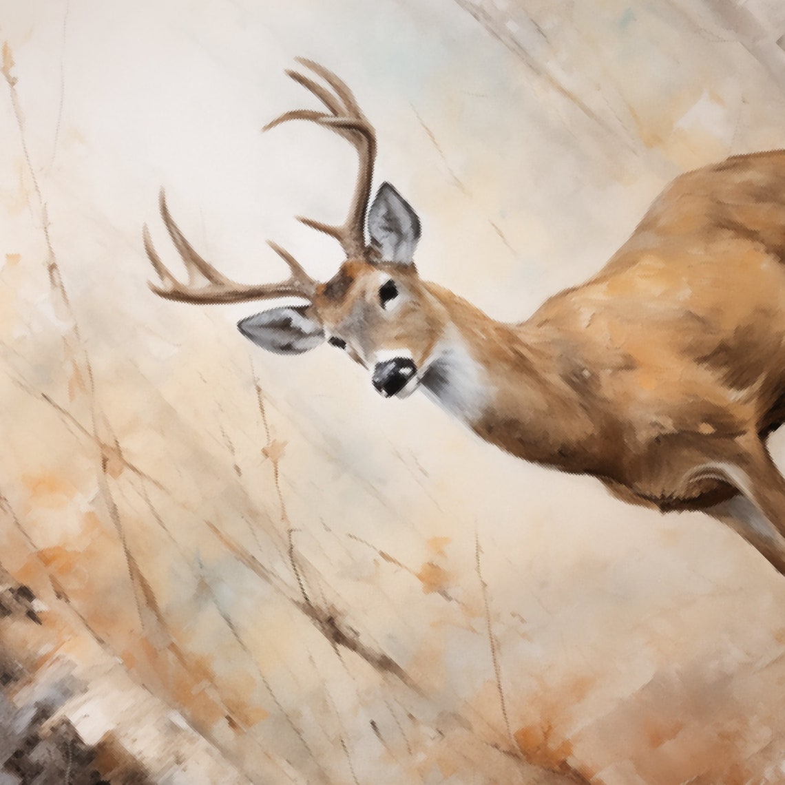 White-Tailed Deer Buck Standing In An Autumn Birch Woods Poster - Image 4