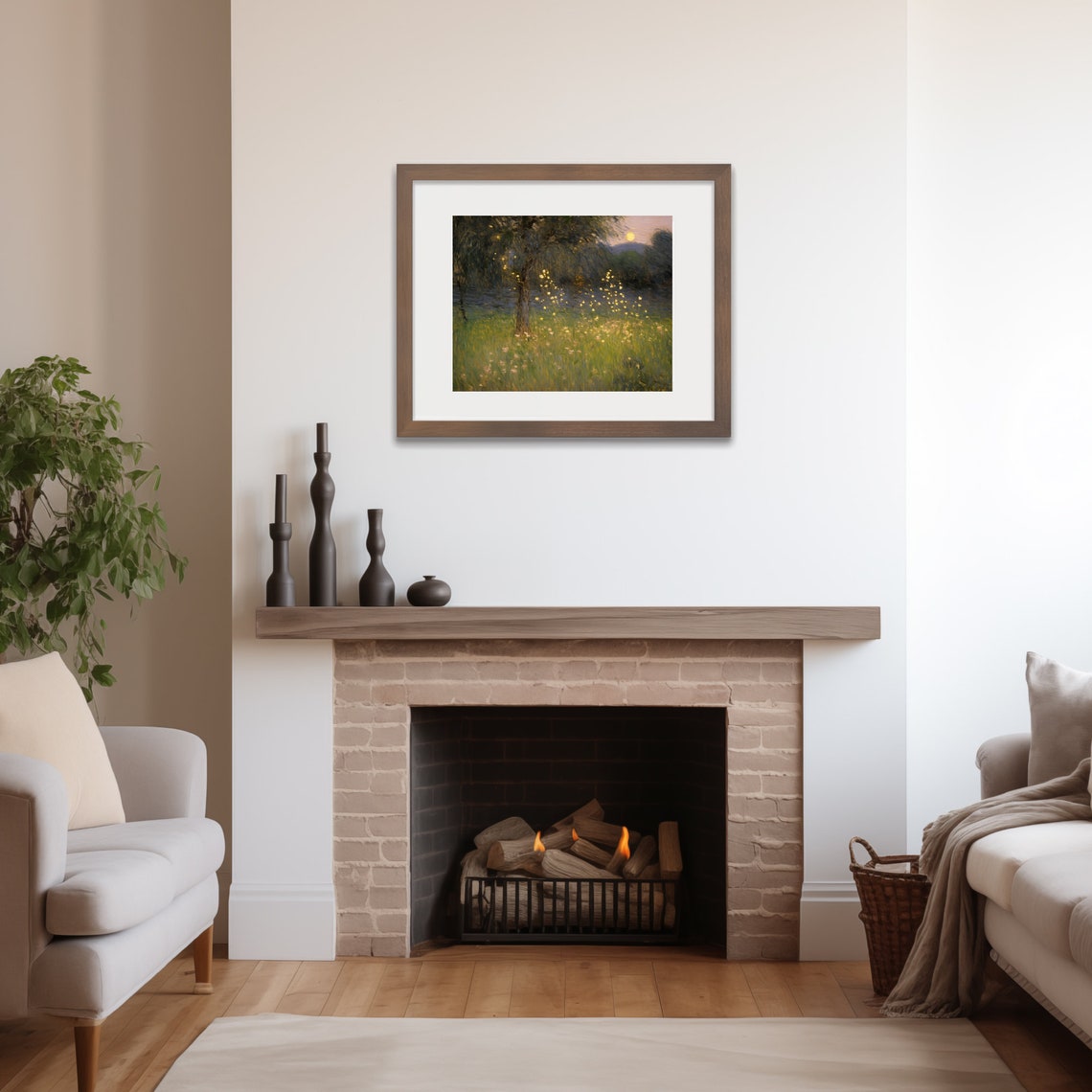 Glowing Fireflies Dancing In A Moonlit Summer Meadow Art Poster - Image 5
