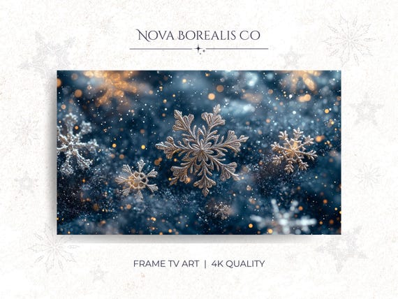 Vintage Frame Tv Art Elegant Snowflakes Wall Decor Winter Moody Classic Holiday Festive Home 72