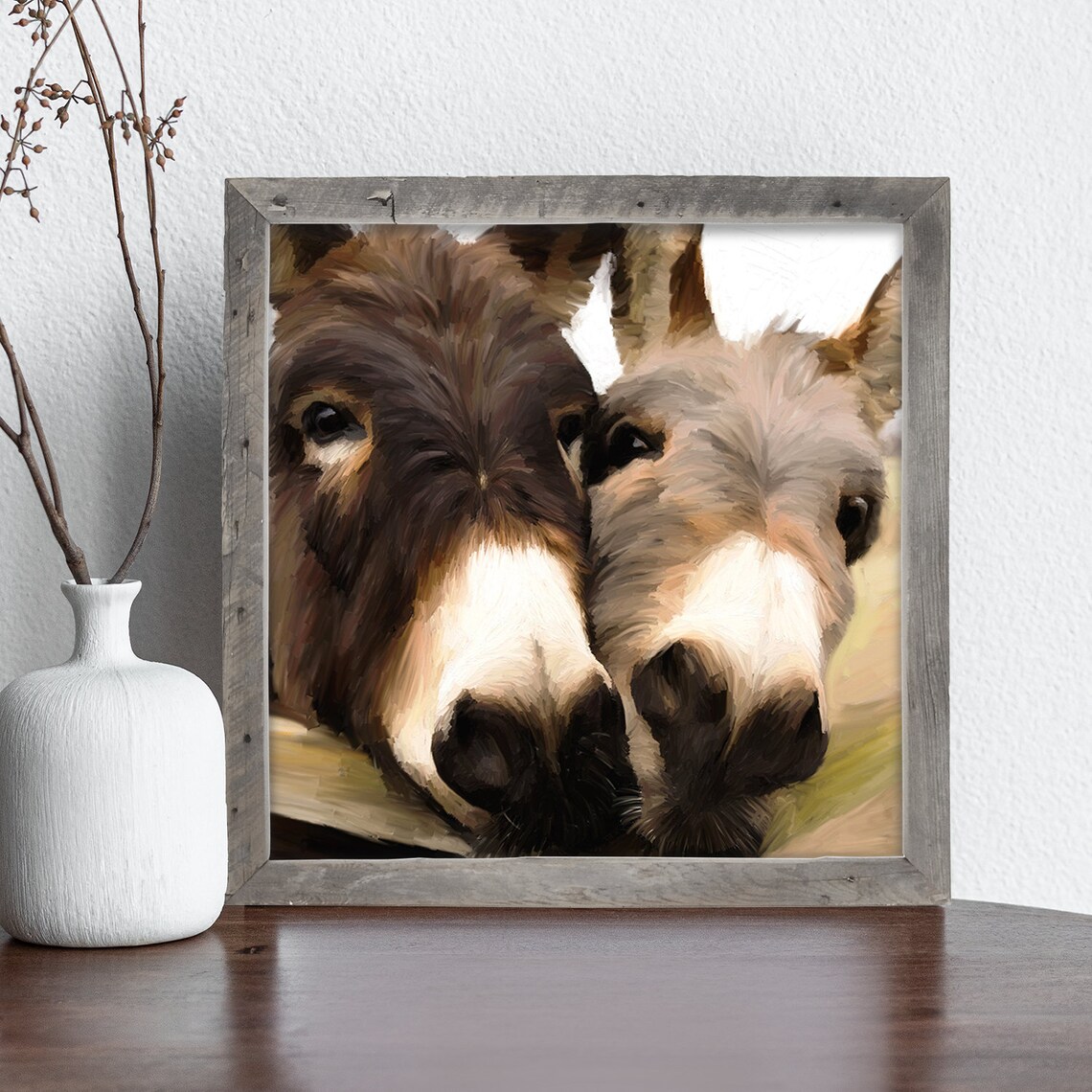 Two Donkeys Rustic Farmhouse Wall Art Poster Print - Image 4