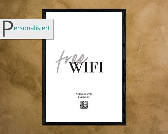 Personalized Wifi Poster With Qr Code Free Wifi Art Print Wall Mural Or Printed