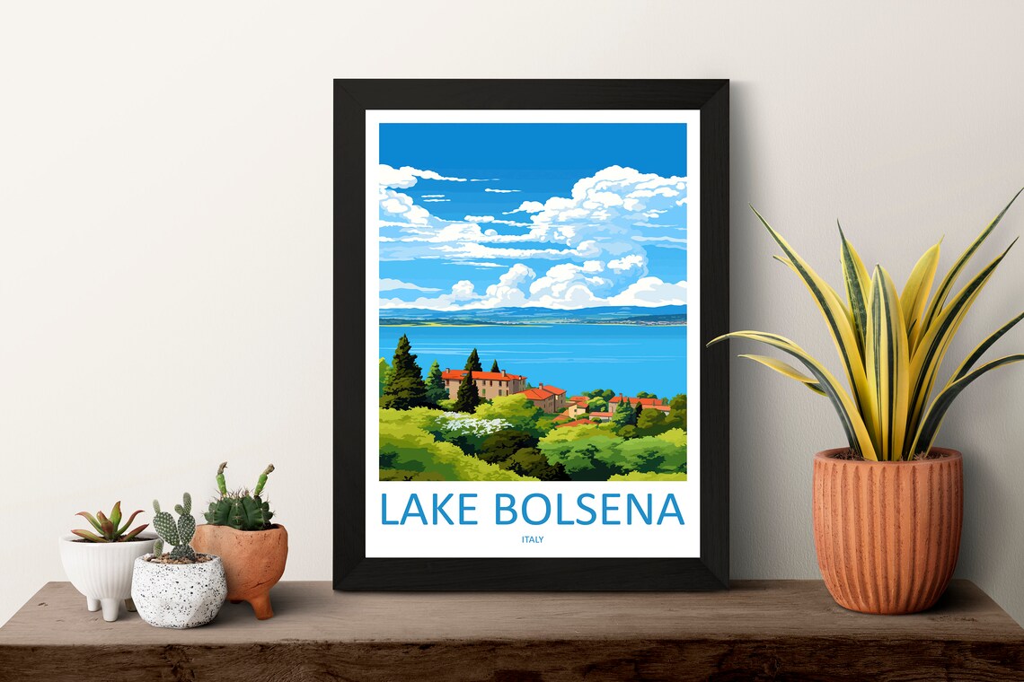 Lake Bolsena Travel Poster, Italy Wall Art Print - Image 3