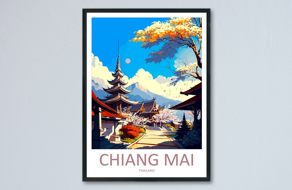 Chiang Mai Travel Poster, Thailand Wall Decor