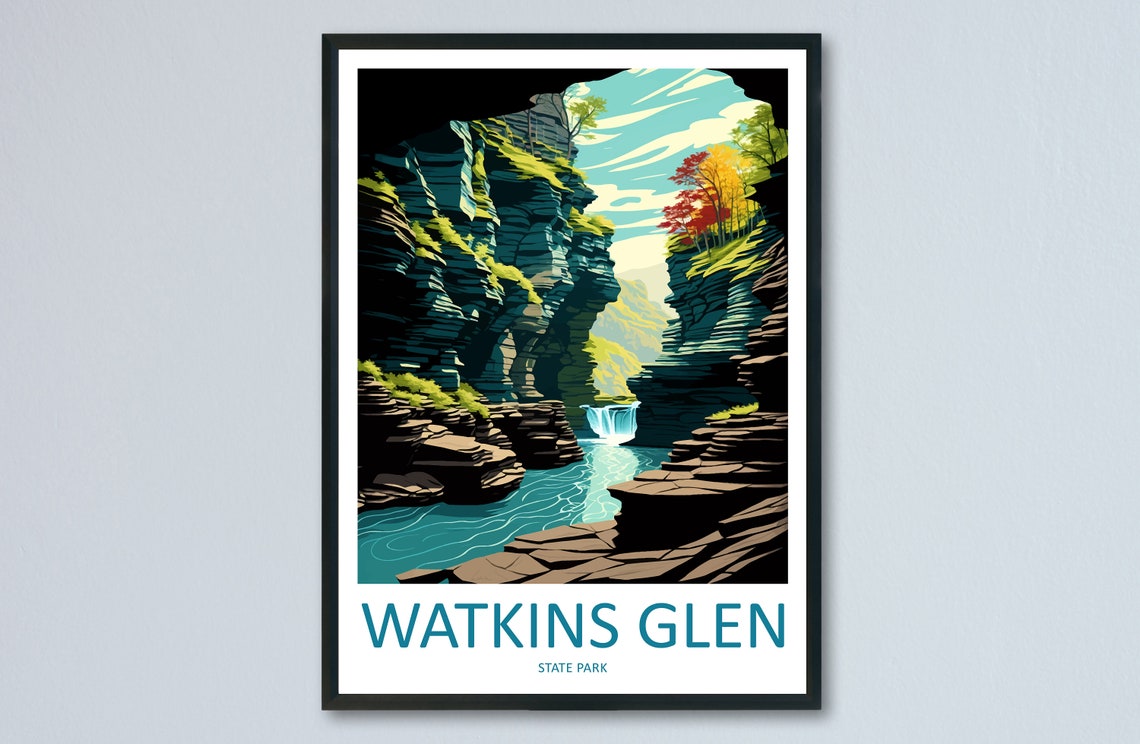 Watkins Glen State Park Waterfall Gorge in New York State Poster