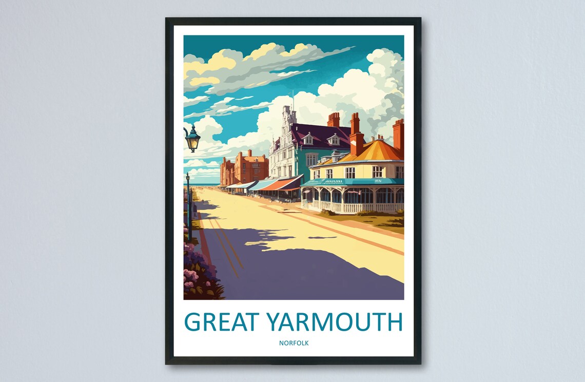 Great Yarmouth Norfolk Vintage Seaside Promenade Travel Poster