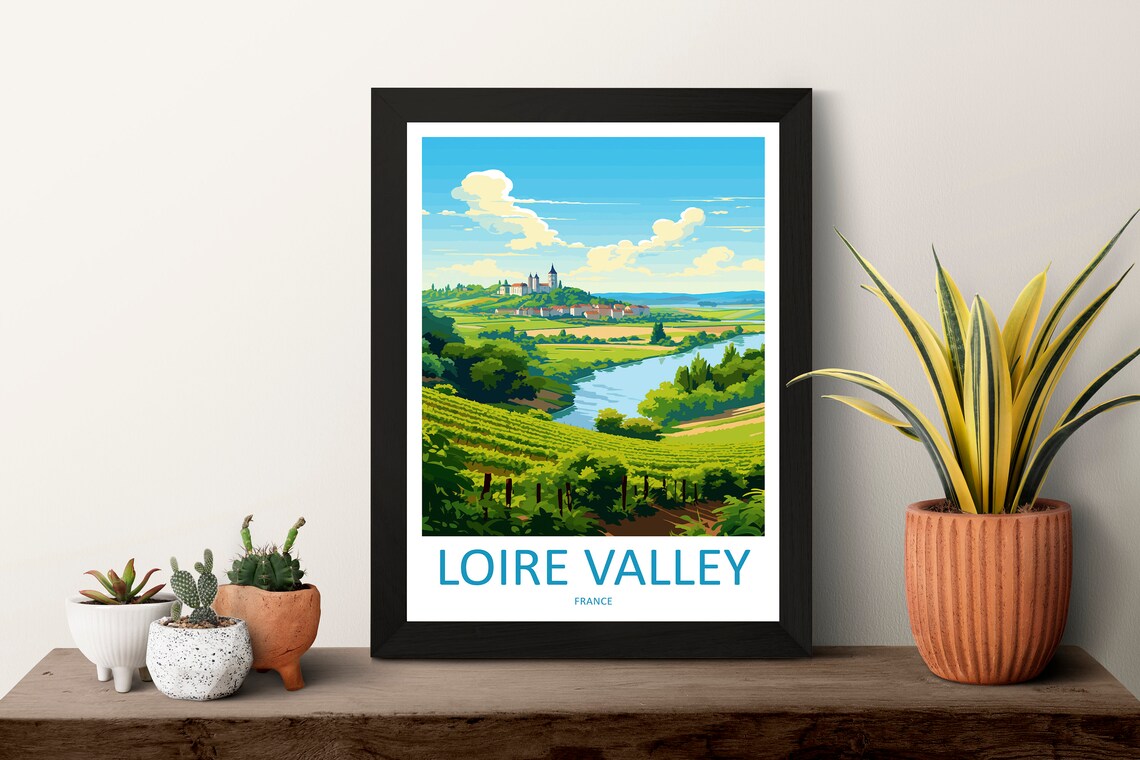 Loire Valley Vineyards River Chateau France Countryside Poster - Image 3