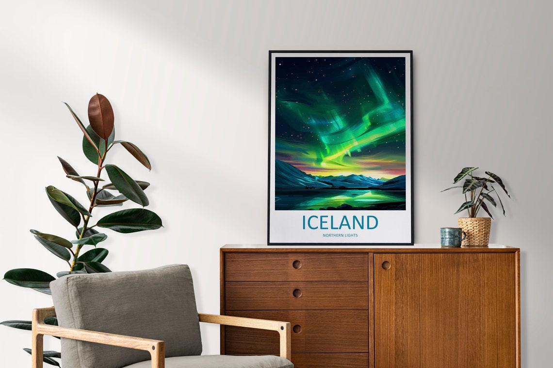 Iceland Northern Lights Aurora Night Sky Starry Travel Poster - Image 2