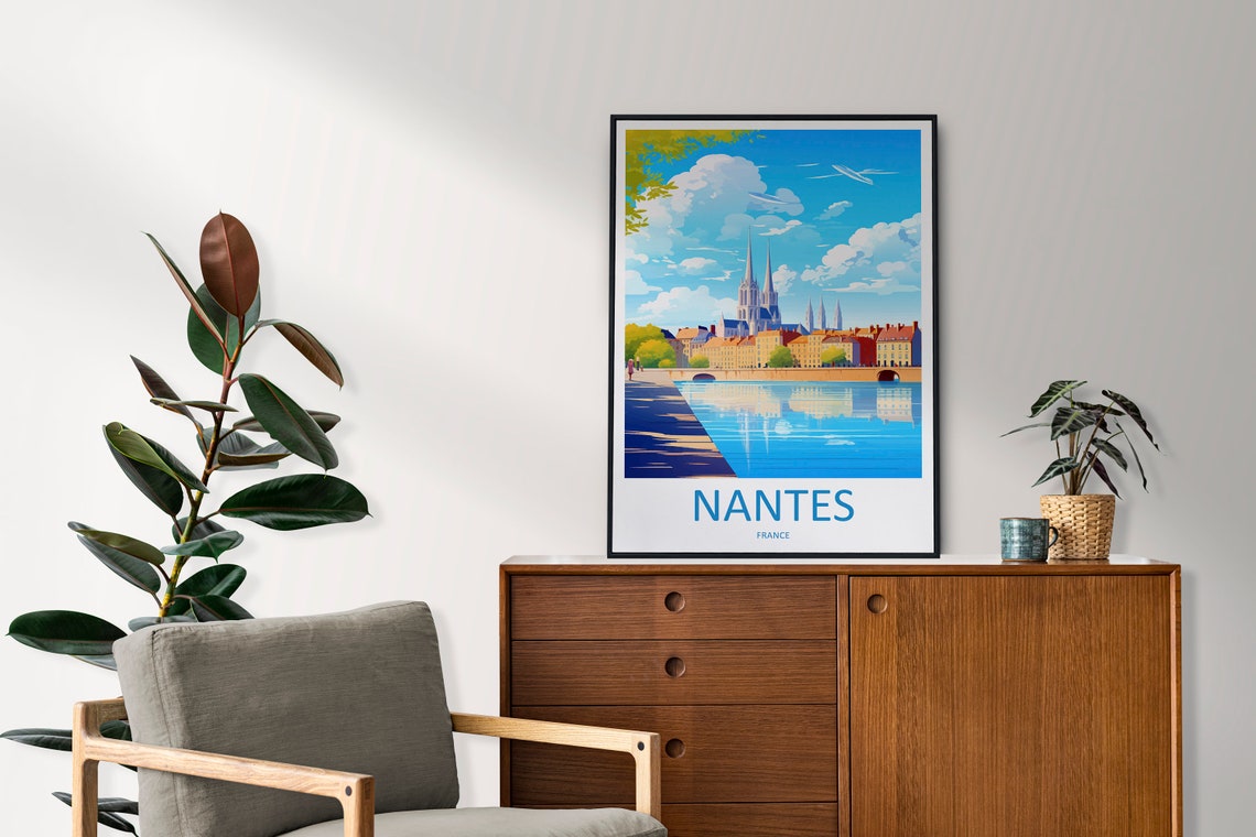 Nantes Travel Print Wall Art Nantes Wall Hanging Home Decoration Nantes Gift Art Lovers Wall Art Print Art Nantes Wall Hanging Art Poster - Image 2