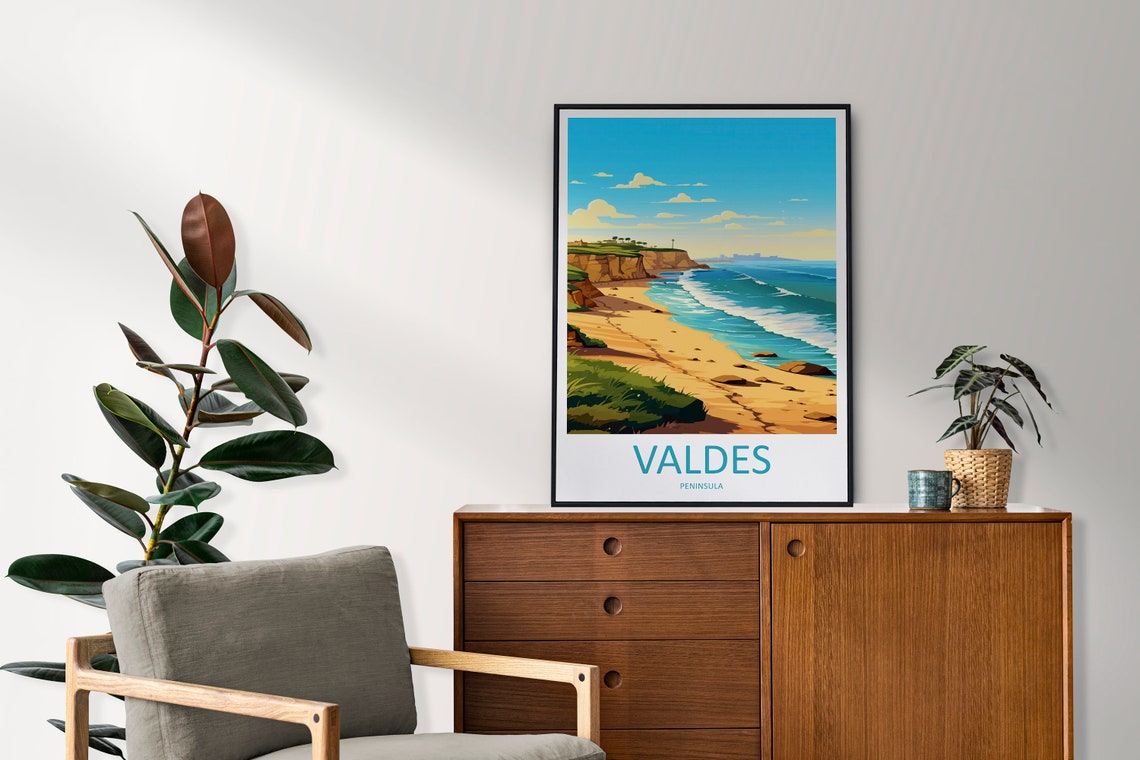 Valdes Peninsula Sandy Beach Turquoise Surf Travel Art Poster - Image 2