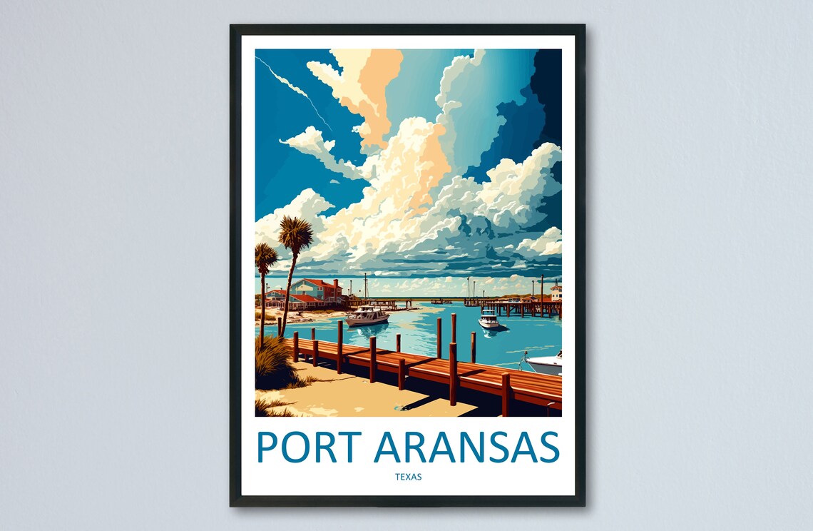 Port Aransas Travel Print, Texas Travel Poster