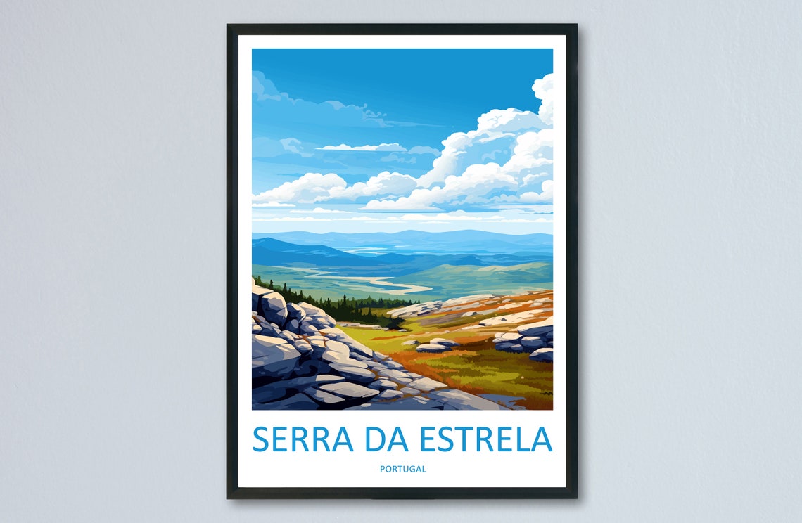 Serra da Estrela Portugal Mountain Valley Vista Travel Poster