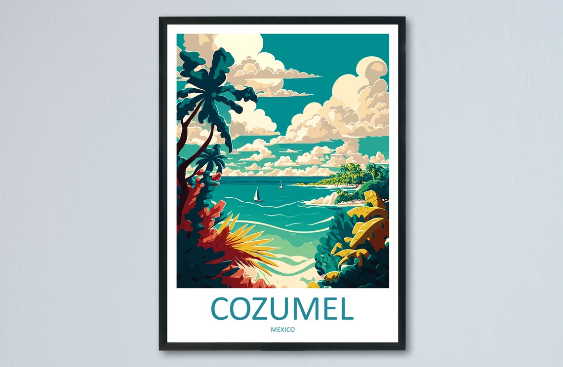 Cozumel Travel Poster, Place-Inspired Wall Art