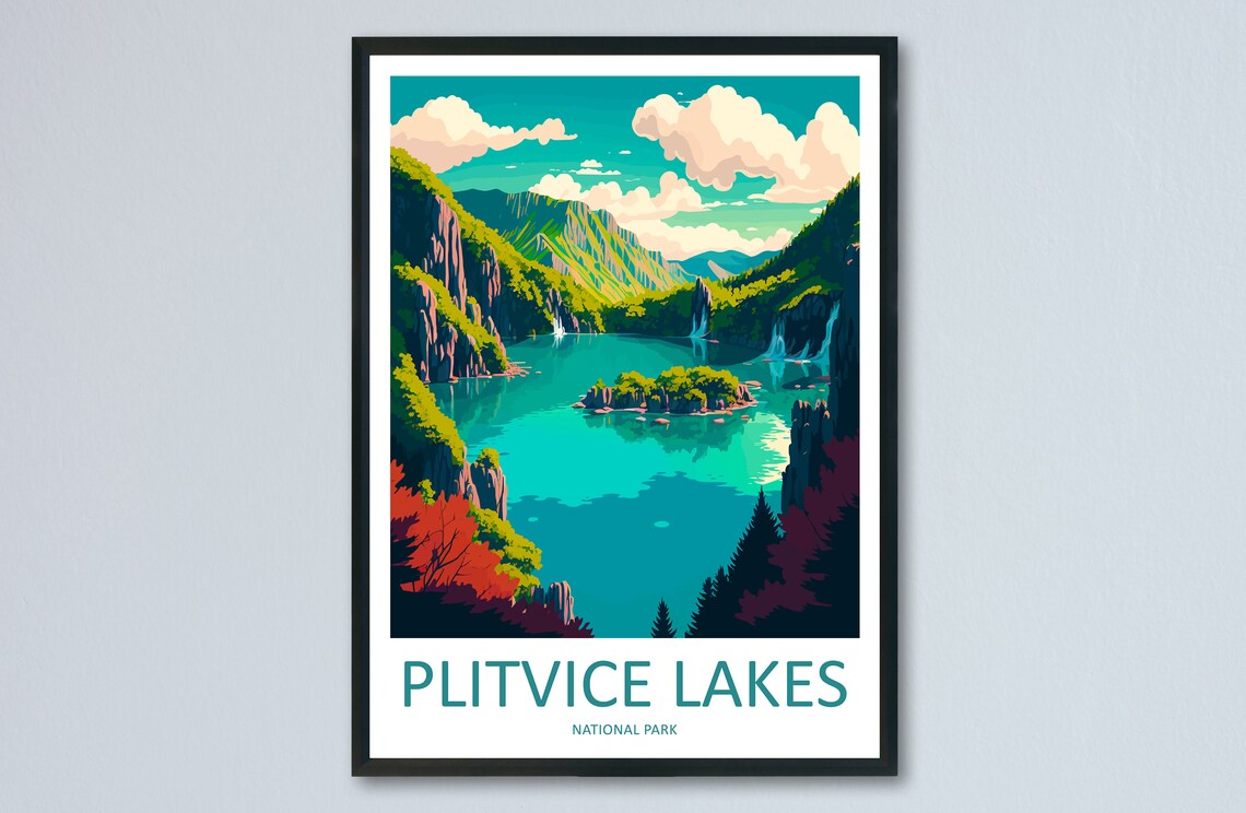 Plitvice Lake National Park Travel Poster, Croatia