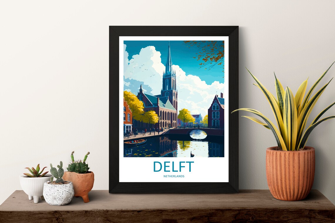 Delft Travel Poster, Netherlands Place Print - Image 3