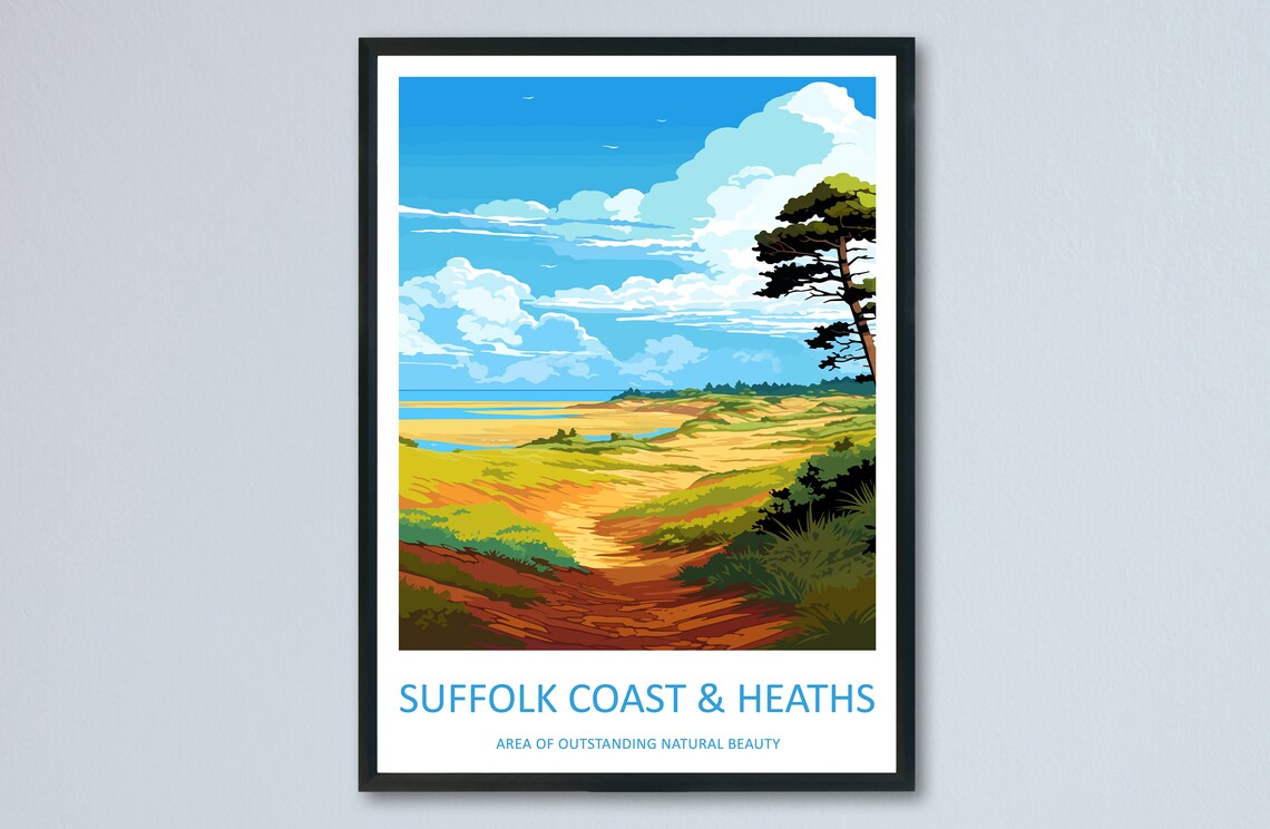 Suffolk Coast Heaths Travel Poster, Home Decor