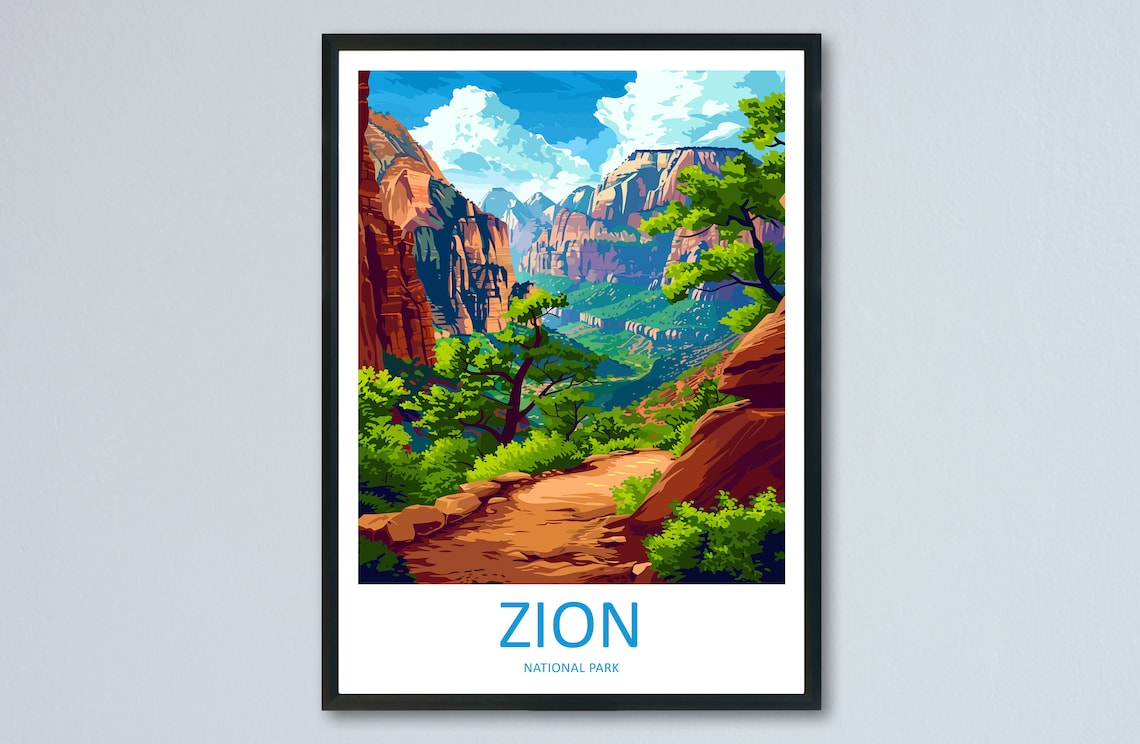 Zion National Park Travel Poster, Utah Wall Art