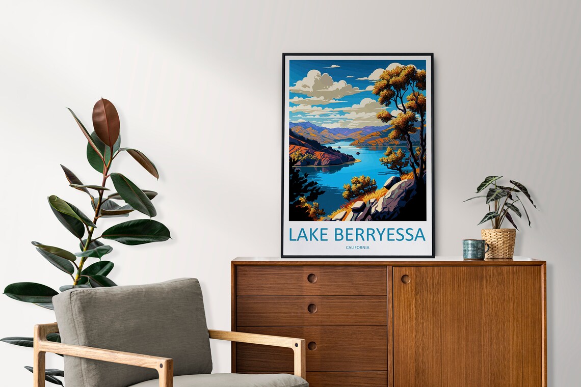 Lake Berryessa Travel Poster, California Wall Art - Image 2