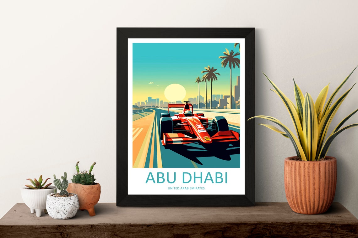 Abu Dhabi Travel Print Wall Decor Abu Dhabi Circuit Poster Motorsport Travel Print Art Print Racing Illustration Uae Race Car Travel Art - Image 3