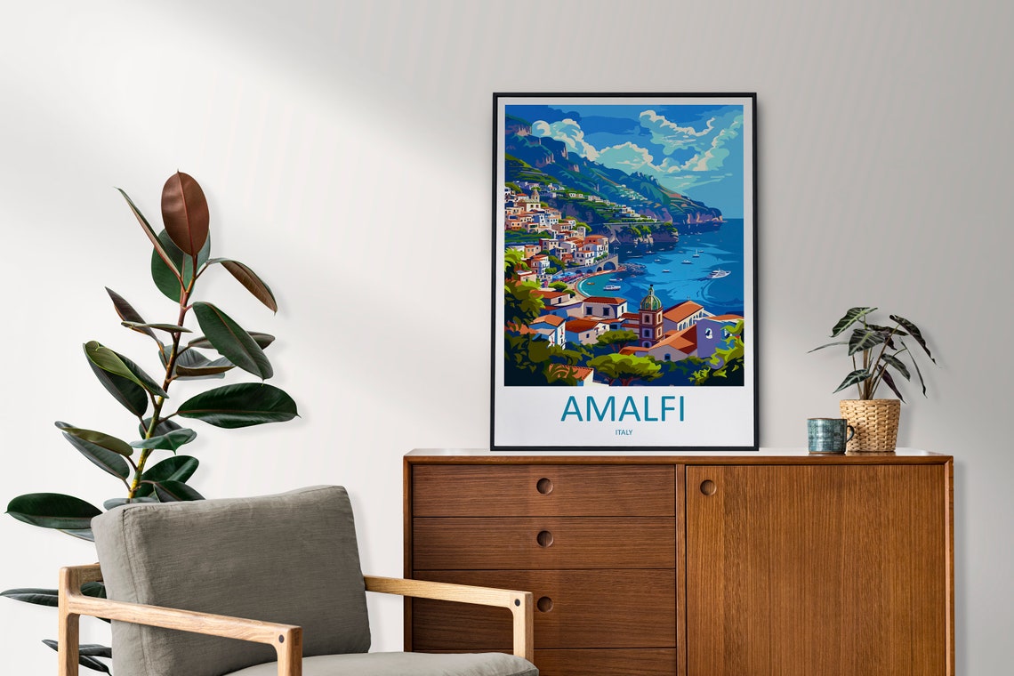Amalfi Coast Italy Cliffside Village Seaside Mediterranean Town Poster - Image 2