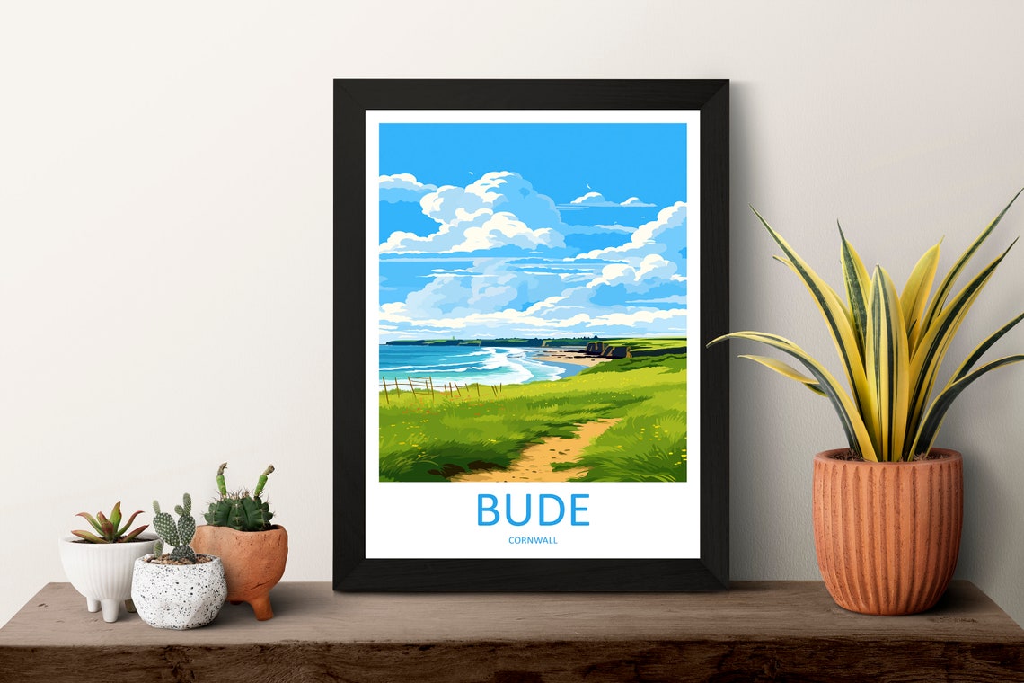 Bude Cornwall Green Cliff Coast Path Scenic Coastal Travel Poster - Image 3