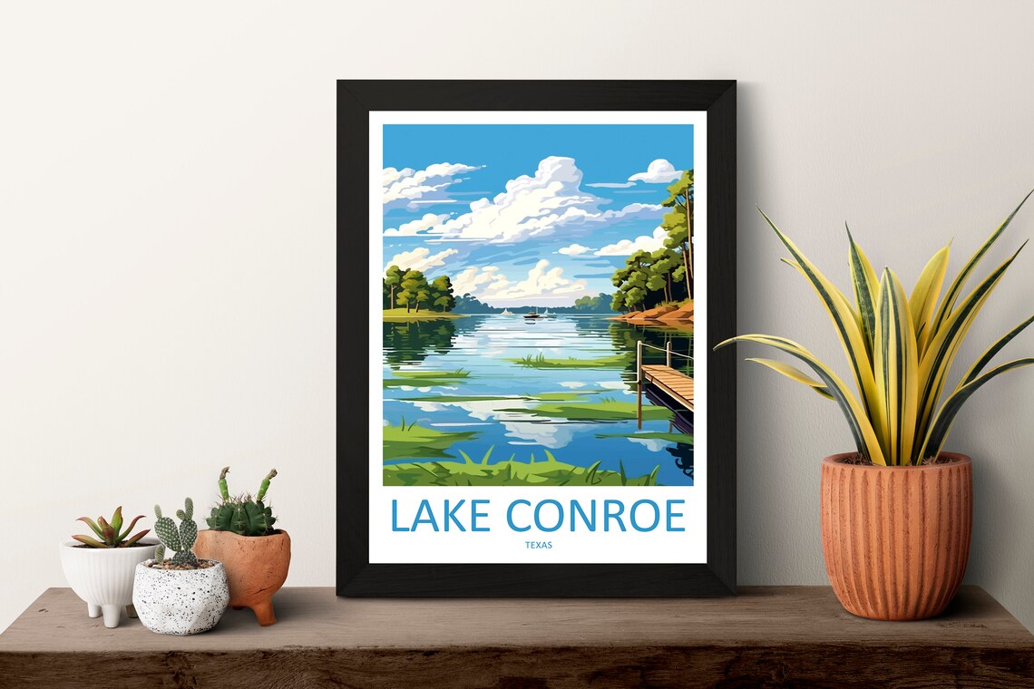 Lake Conroe Travel Poster, Texas Wall Art Print - Image 3