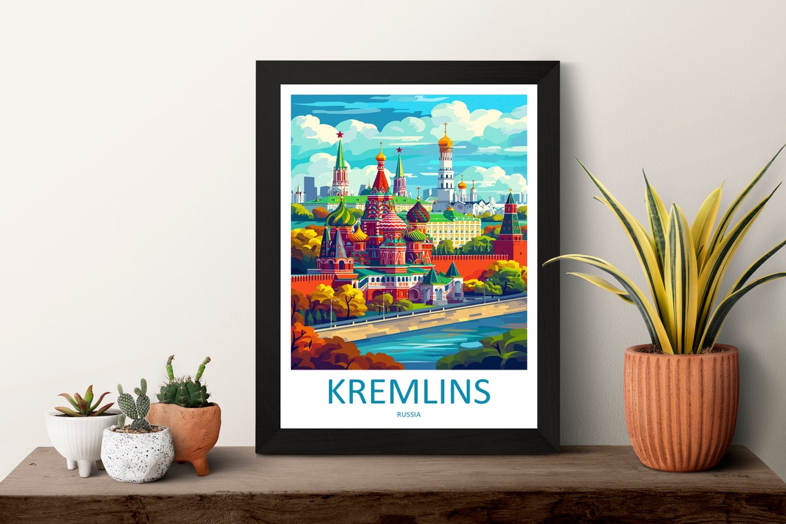 Moscow Kremlin St Basils Cathedral Red Square Russia Travel Poster - Image 3