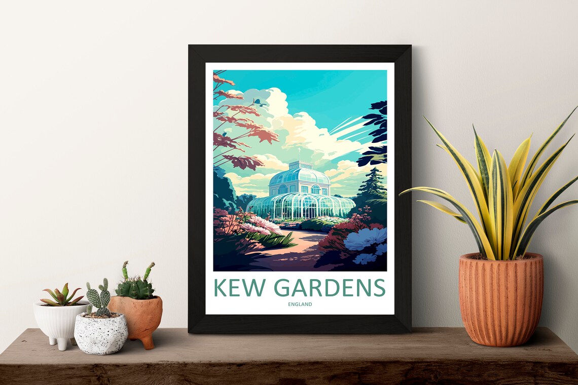 Kew Gardens England Victorian Glasshouse in Blooming Gardens Poster - Image 3