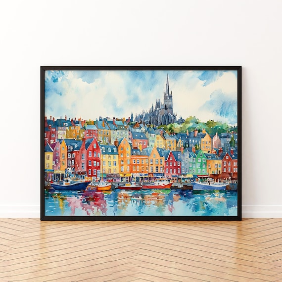 Cobh Watercolor Poster, Ireland Travel Poster