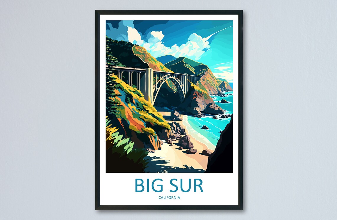 Big Sur Travel Poster, California National Park