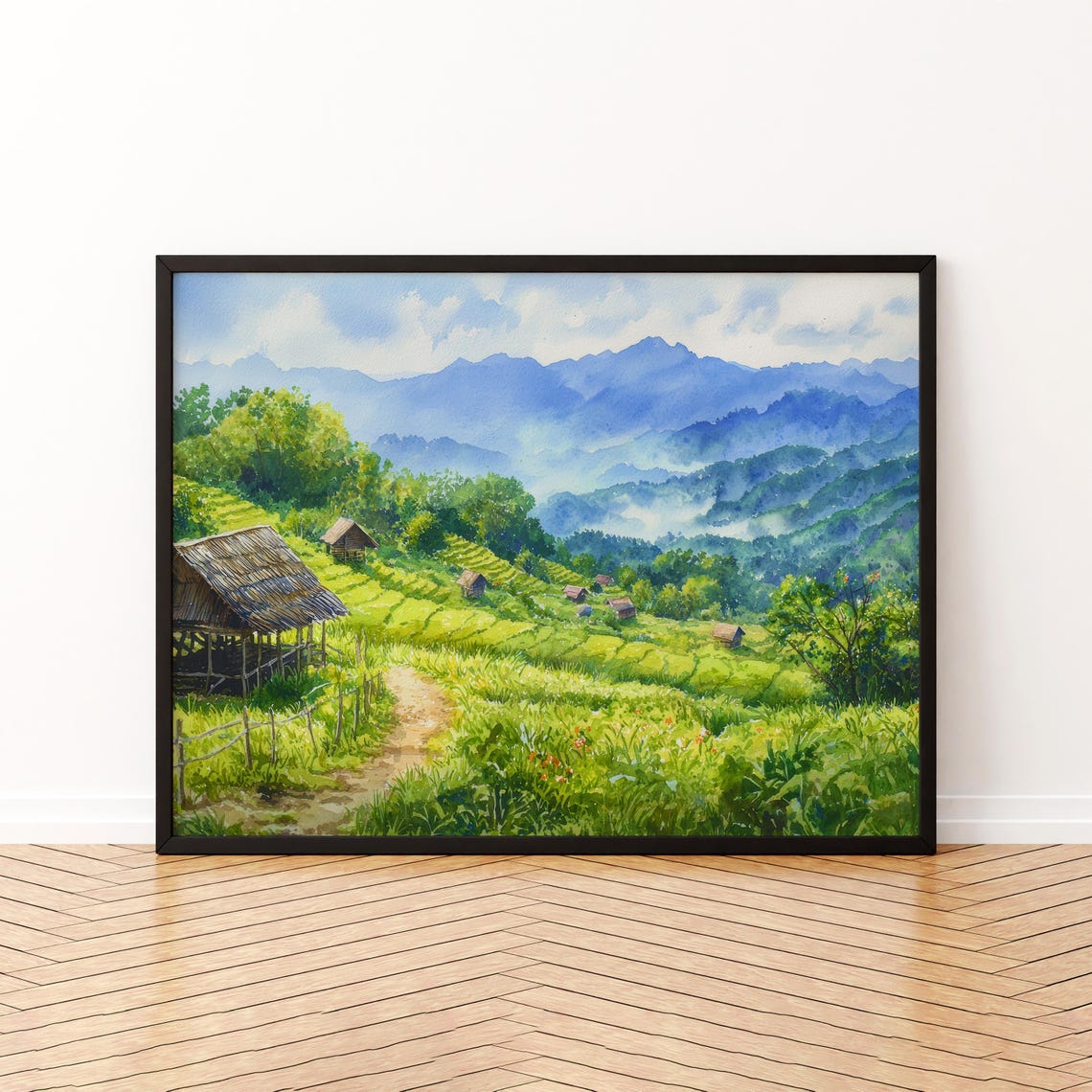 Chiang Mai Thailand Watercolor Poster Travel Print Temple City Painting Mountain Landscape Wall Art Asia Souvenir