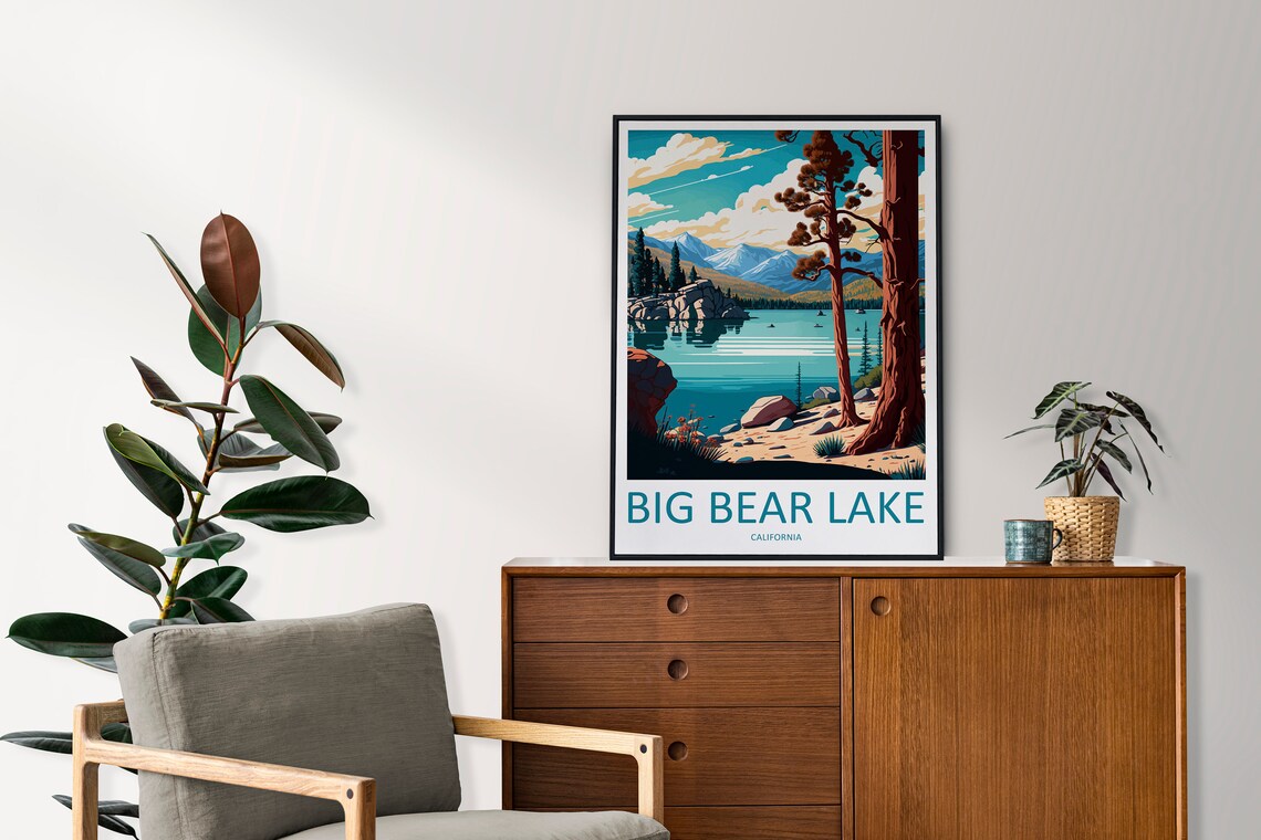 Big Bear Lake Travel Poster, California Lake Art - Image 2