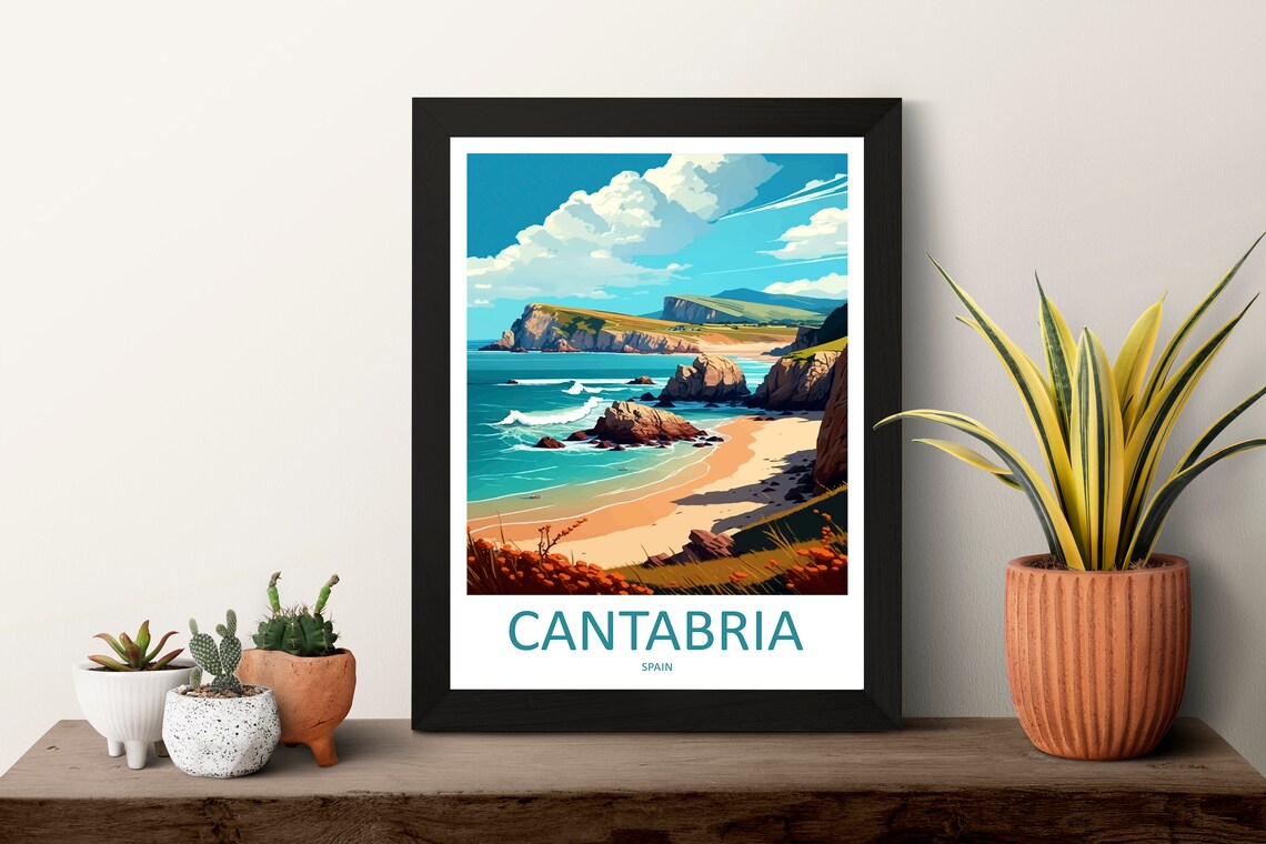Cantabria Spain Rugged Coast Cliffs and Beach Northern Spain Poster - Image 3