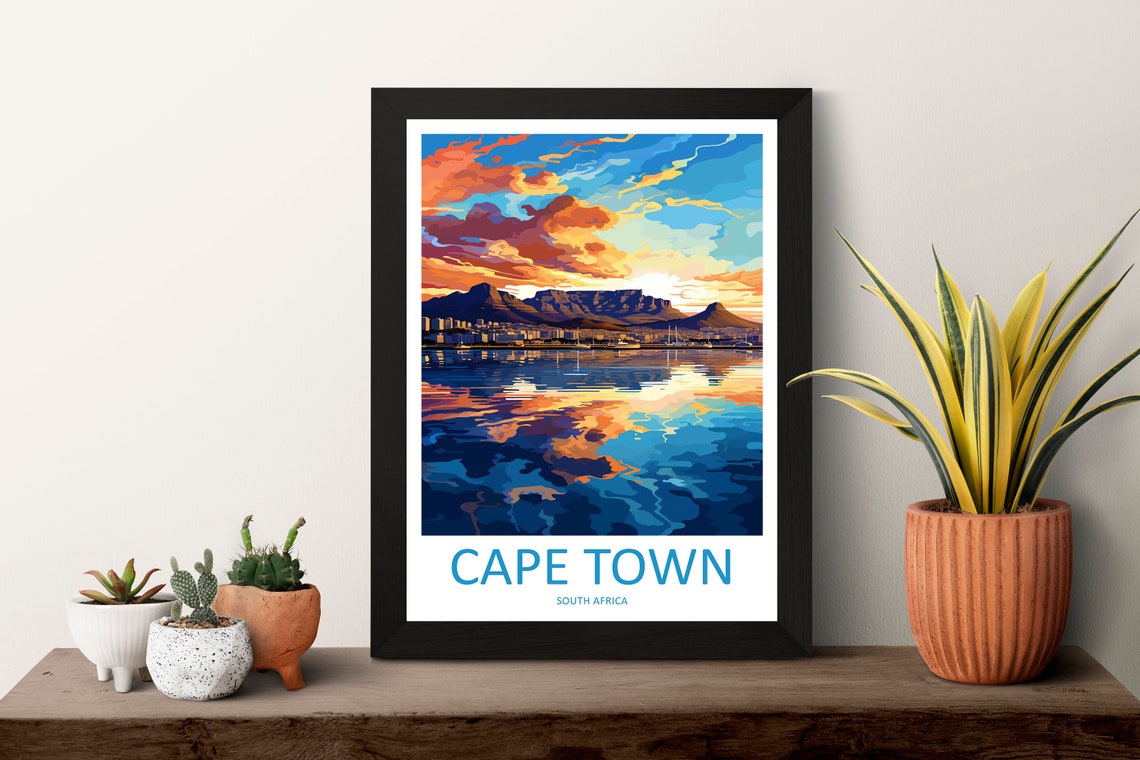 Cape Town South Africa Harbor Reflection Sunset Water Poster - Image 3