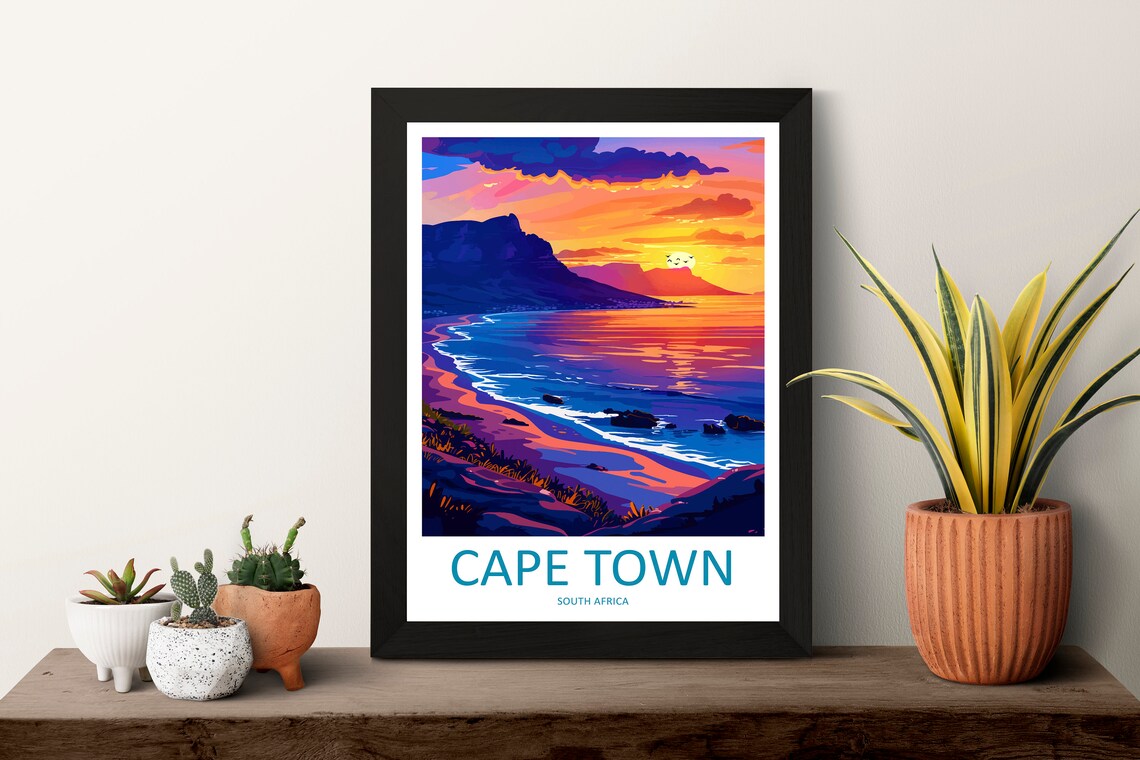 Cape Town South Africa Sunset Beach Minimalist Travel Poster Art - Image 3