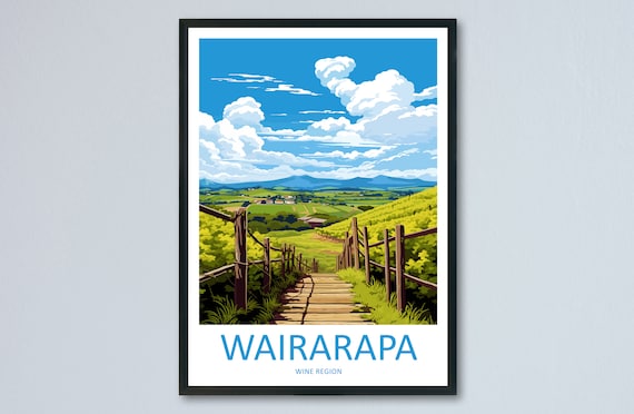 Wairarapa New Zealand Wine Region Vineyard Hills Travel Poster