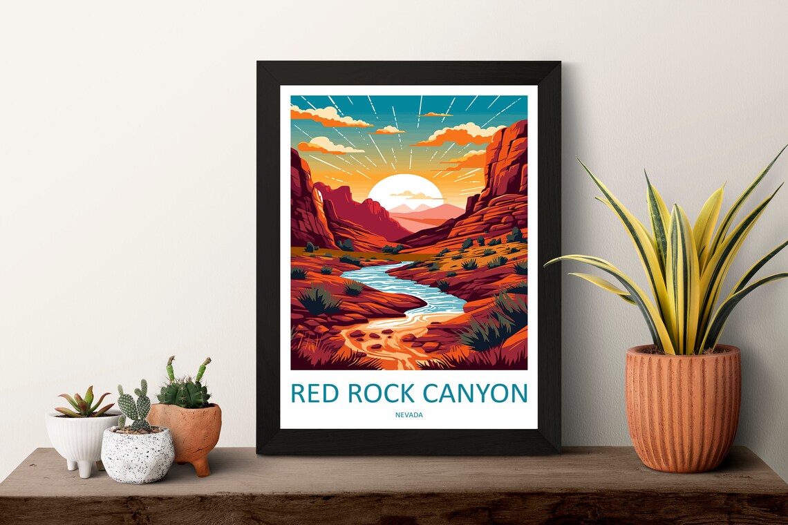 Red Rock Canyon Travel Poster, Nevada Landscape - Image 3
