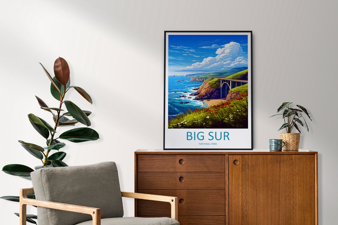 Big Sur Bixby Creek Bridge Wildflower Cliffs California Coast Poster - Image 2