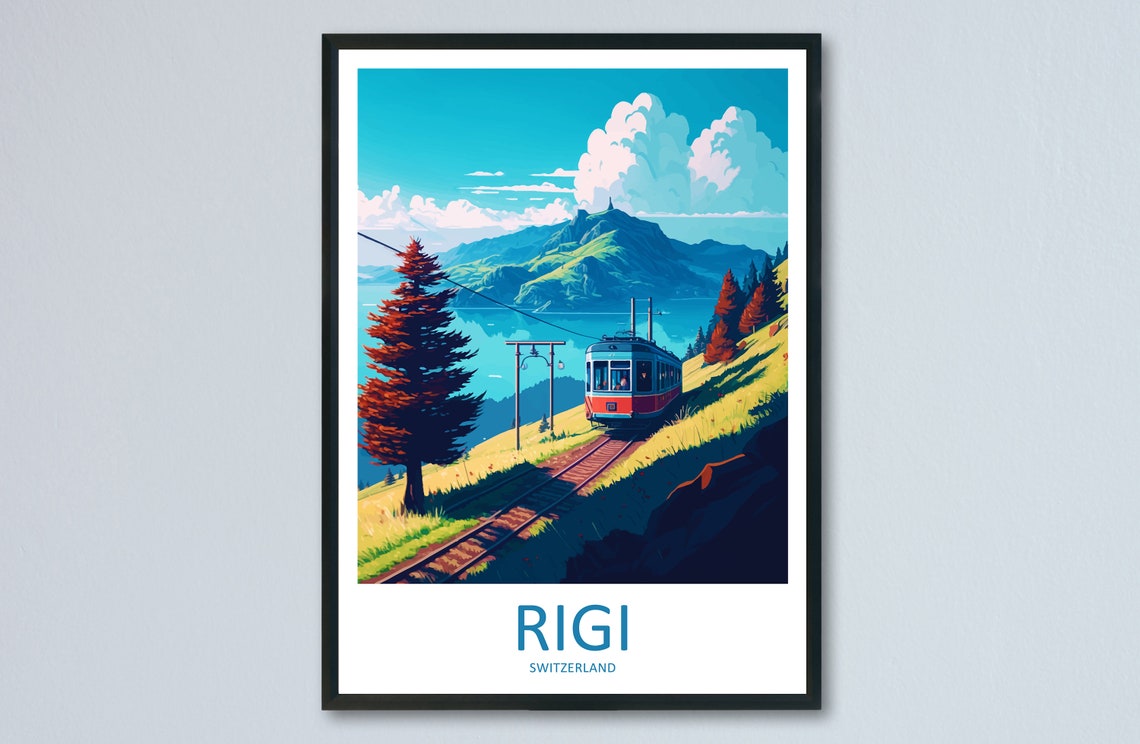 Rigi Switzerland Cogwheel Railway Alpine Lake Summit Travel Poster