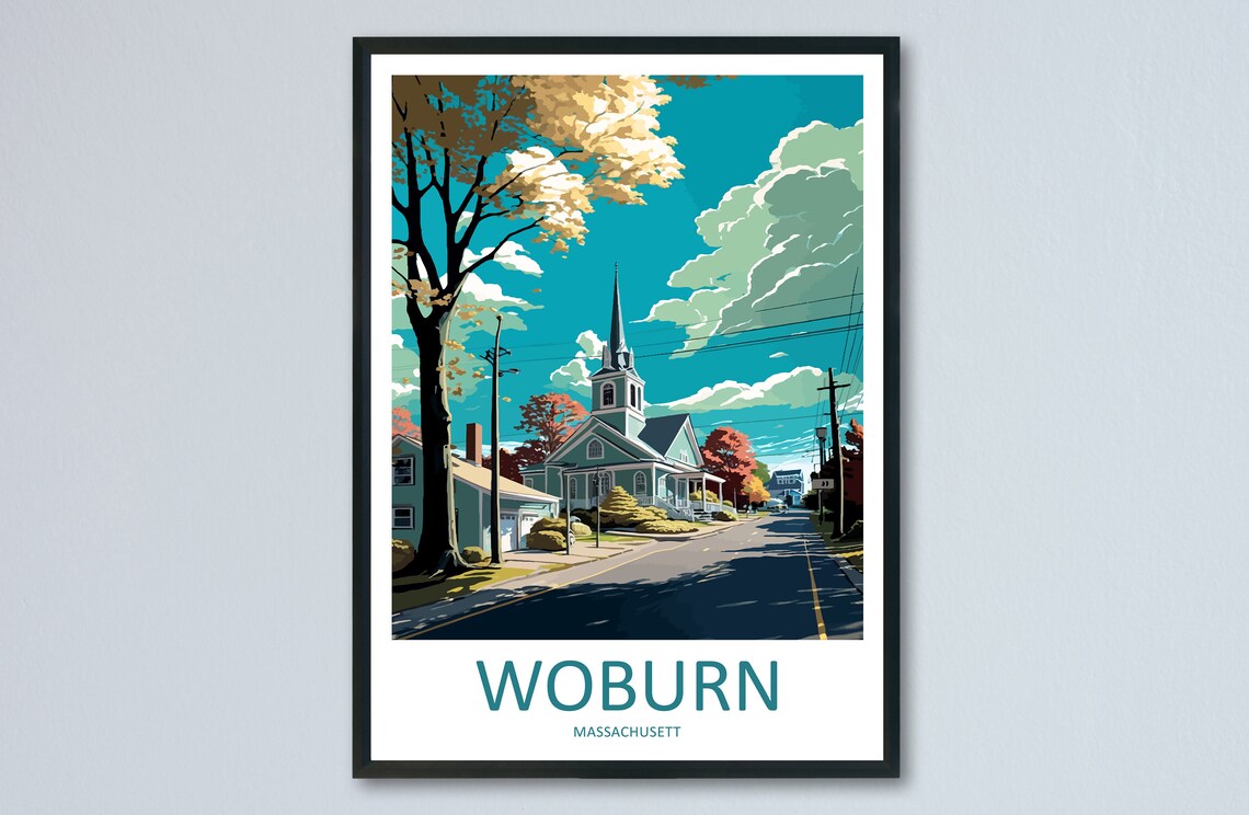 Woburn Travel Poster, Massachusetts Place Art