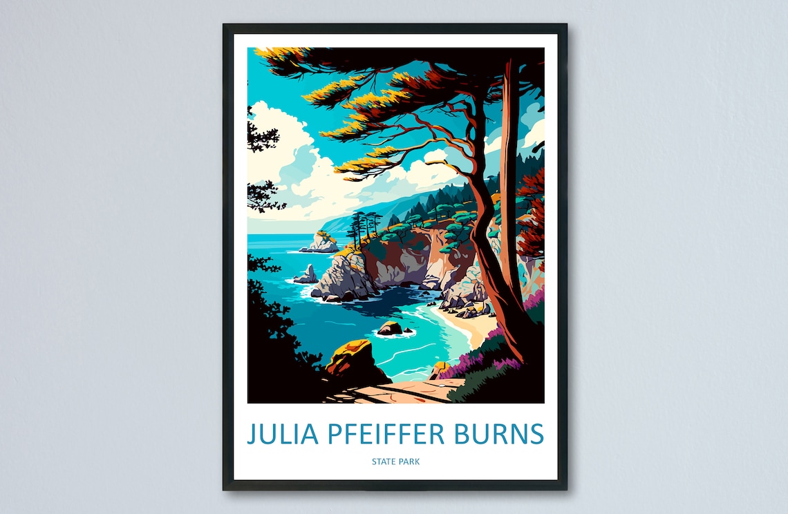 Julia Pfeiffer Burns State Park Travel Poster, California